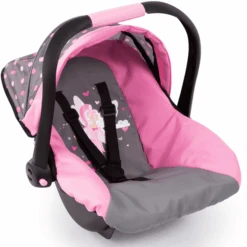 Bayer Design Puppen-Autositz Mit Dach Rosa/grau Mit Fee