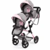 Bayer Design Zwillings-Puppenwagen Twin Neo Grau/rosa, Mit Schmetterling