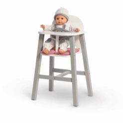 MUSTERKIND® Puppenhochstuhl Viola, Grau/weiß/altrosa